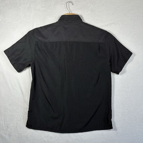 Michael Brandon Shirt Men’s Large Short Sleeve Button Down Black‎ Stripped Shirt - Picture 4 of 12